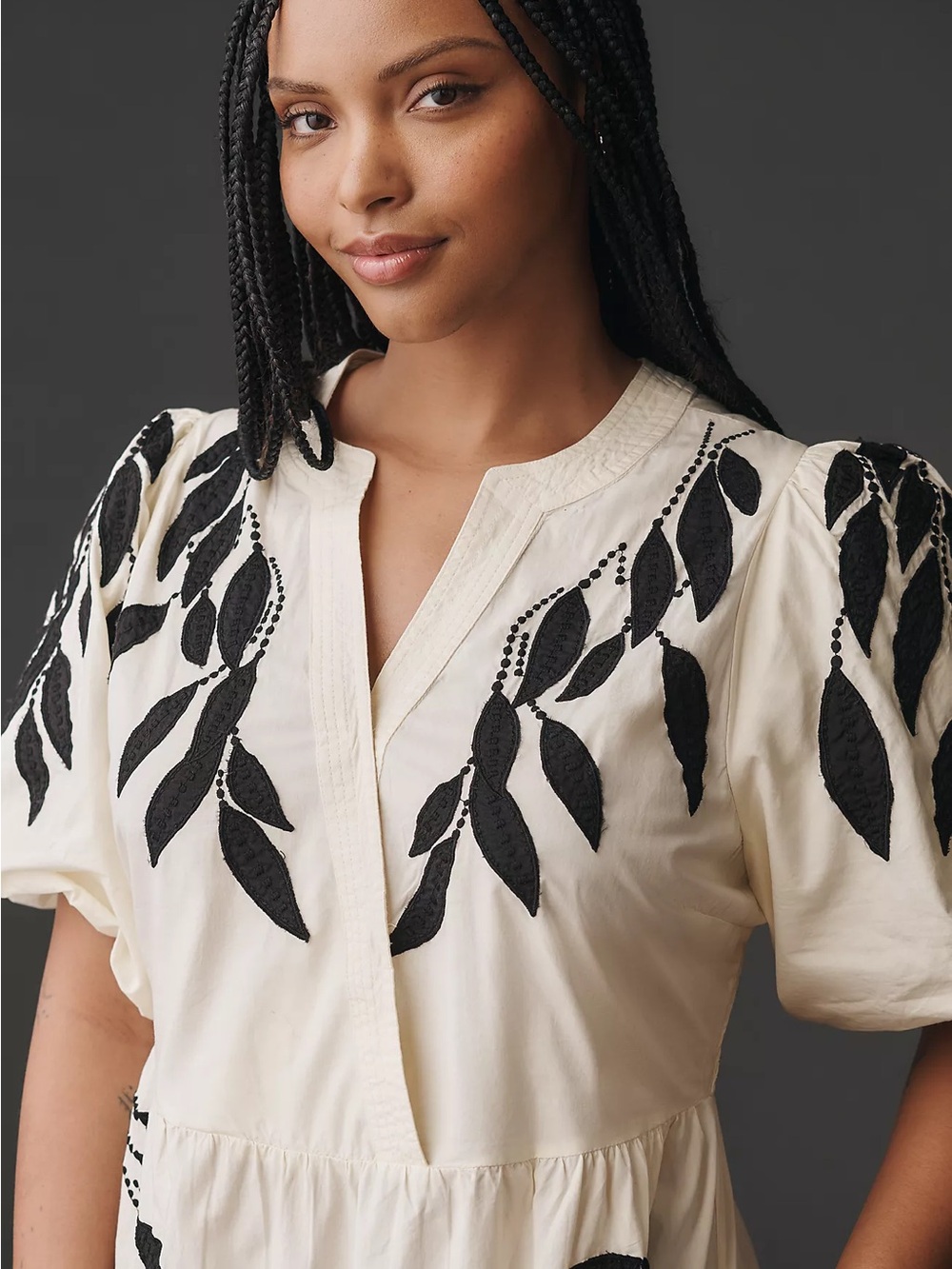 By Anthropologie Short-Sleeve Embroidery Appliqué Maxi Dress Midi Dress 2X EUC - Picture 3 of 6
